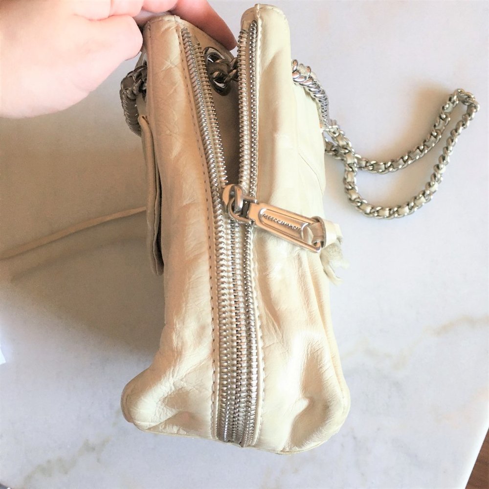 Rebecca Minkoff cream purse with silver chain strap. Convertible crossbody bag - Picture 8 of 9